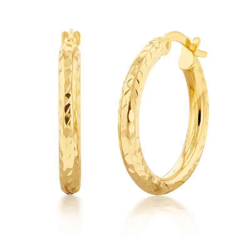 Bold And Beautiful Jewelry Now At Irresistible Prices 9ct Yellow Gold Silverfilled Diamond Cut 15mm Hoop Earrings