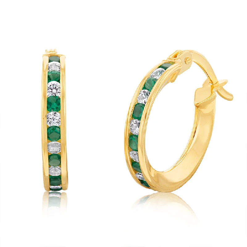 Upgrade Your Jewelry Collection For Less 9ct Yellow Gold Silverfilled Green Cubic Zirconia 10mm Hoop Earrings Upgrade Your Jewelry Collection For Less 9ct Yellow Gold Silverfilled Green Cubic Zirconia 10mm Hoop Earrings