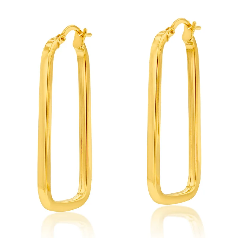 Flash Sale On Elegant Jewelry – Don't Miss Out 9ct Yellow Gold Silverfilled Square Tube Rectangle 12 X 29mm Hoop Earrings