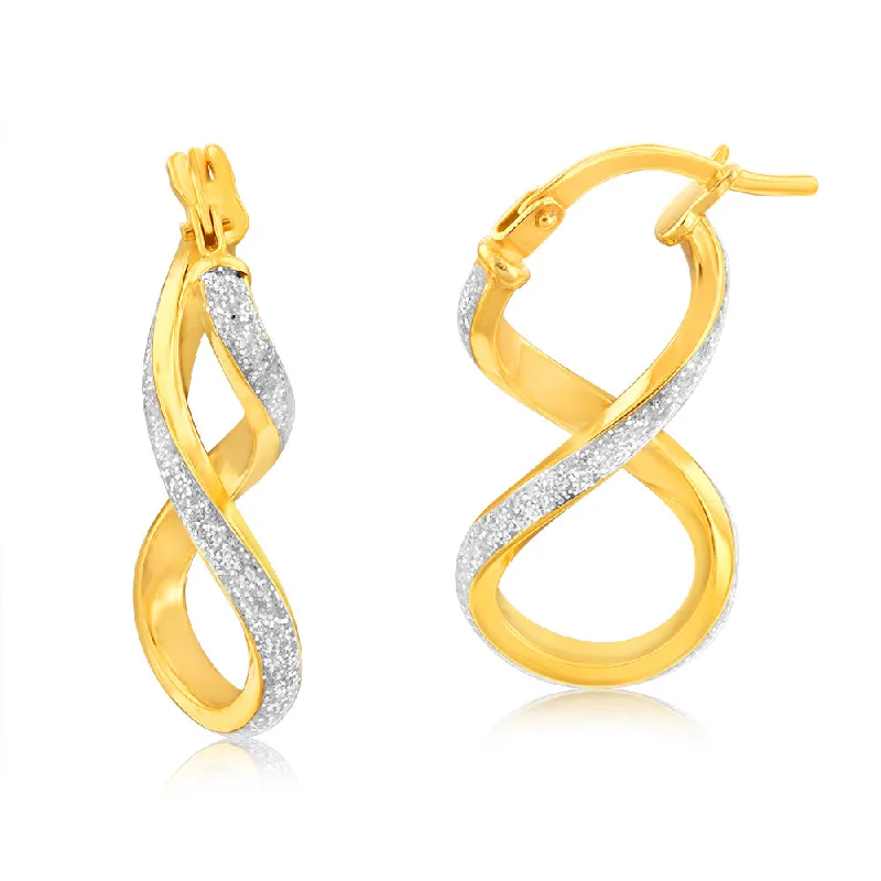 Exclusive Jewelry Sale – Shine For Less 9ct Yellow Gold Silverfilled Stardust Infinity Hoop Earrings