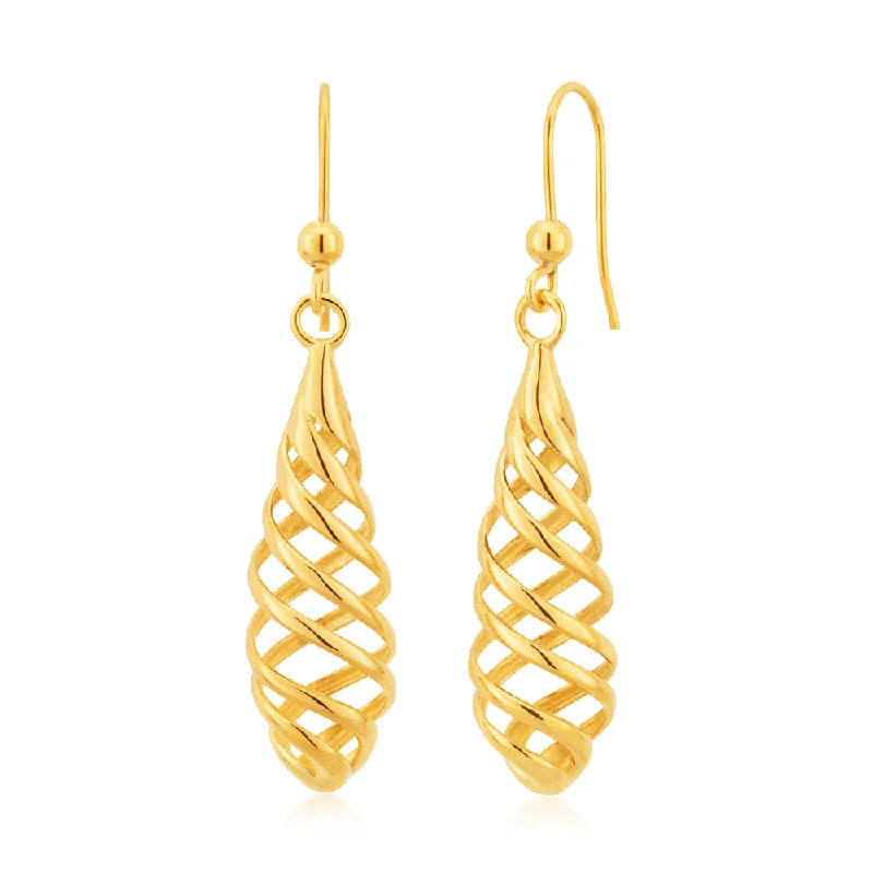Premium Jewelry, Premium Discounts – Act Fast 9ct Yellow Gold Spiral 4.5cm Drop Earrings Premium Jewelry, Premium Discounts – Act Fast 9ct Yellow Gold Spiral 4.5cm Drop Earrings