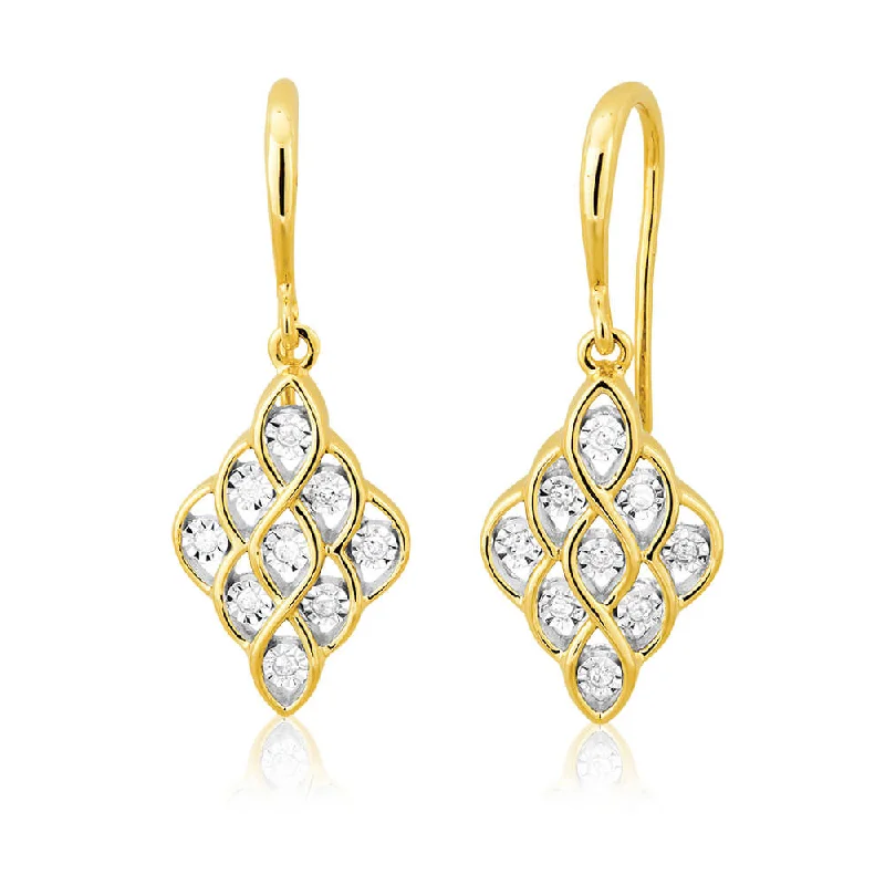 Shine In Style – Shop Jewelry Discounts Today 9ct Yellow Gold with 18 Splendid Diamond Earrings