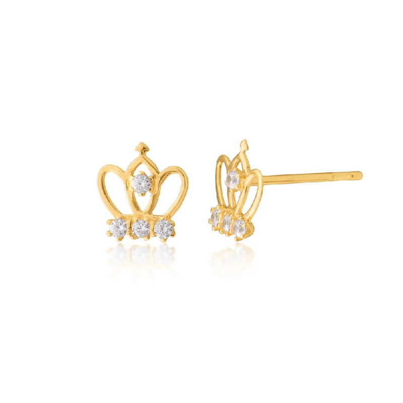 Don't Miss These Dazzling Jewelry Discounts 9ct Yellow Gold Zirconia Crown Studs