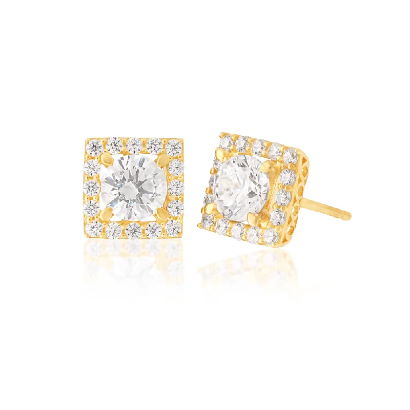 Last Chance To Shop High-End Jewelry At Markdown Prices 9ct Yellow Gold Zirconia Studs