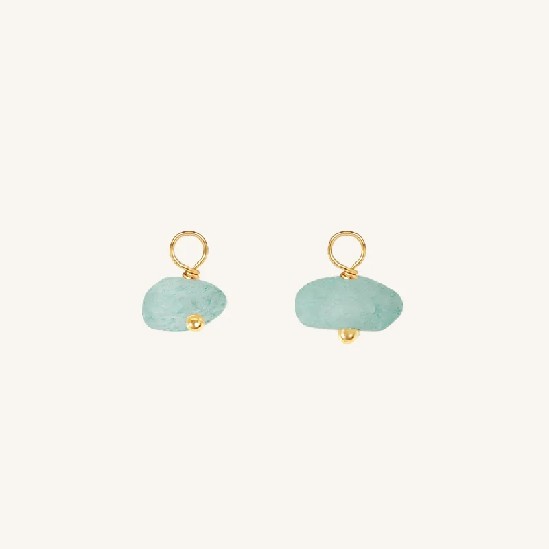 Premium Jewelry, Premium Discounts – Act Fast Amazonite Chip Hoop Charm - Stone of Courage (Set of 2)