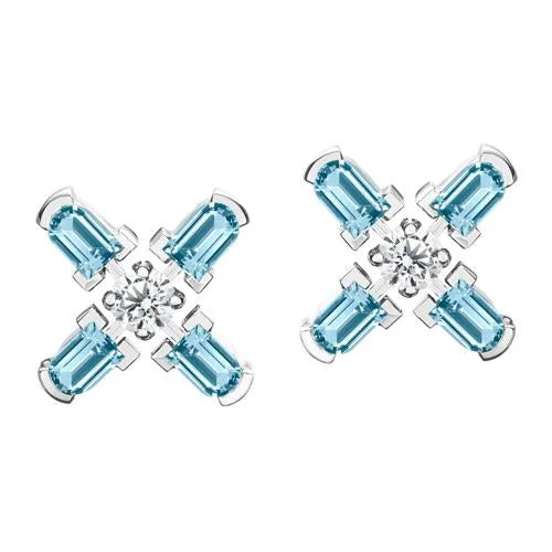 Elegant Jewelry, Affordable Luxury – Shop Now Arch Florale MM Stud Earrings, 18k White Gold with DAVIDOR Arch Cut Aquamarines and Brilliant Diamonds