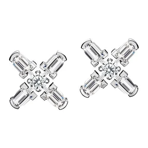 Get Ready To Sparkle – Special Jewelry Discounts Arch Florale MM Stud Earrings, 18k White Gold with DAVIDOR Arch Cut Diamonds and Brilliant Diamonds