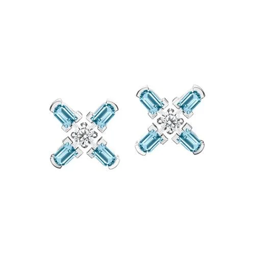 Jewelry Sale – Exclusive Styles At Lower Prices Arch Florale PM Stud Earrings, 18k White Gold with DAVIDOR Arch Cut Aquamarines and Brilliant Diamonds