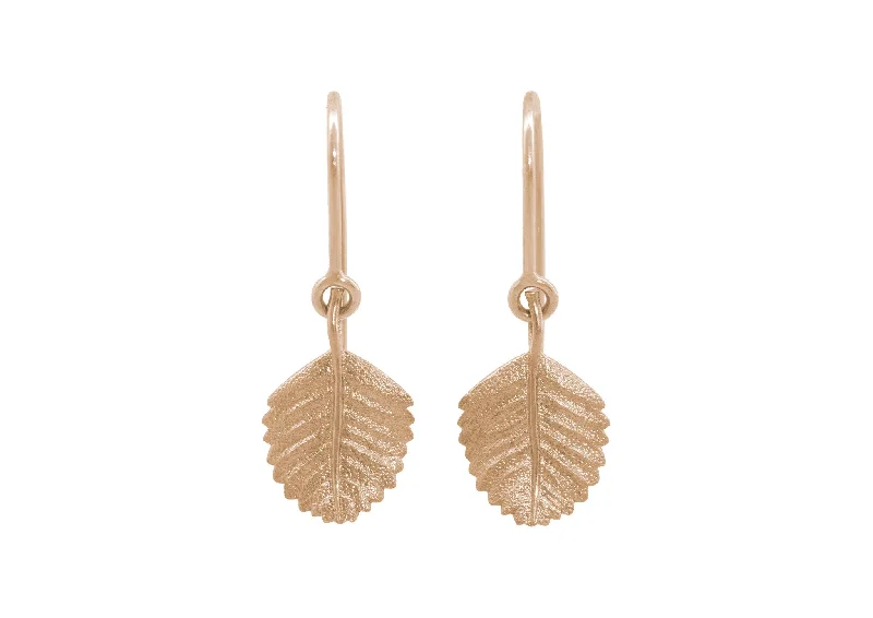Timeless Elegance Now At Special Discounts Beech Leaf Earrings, Red Gold