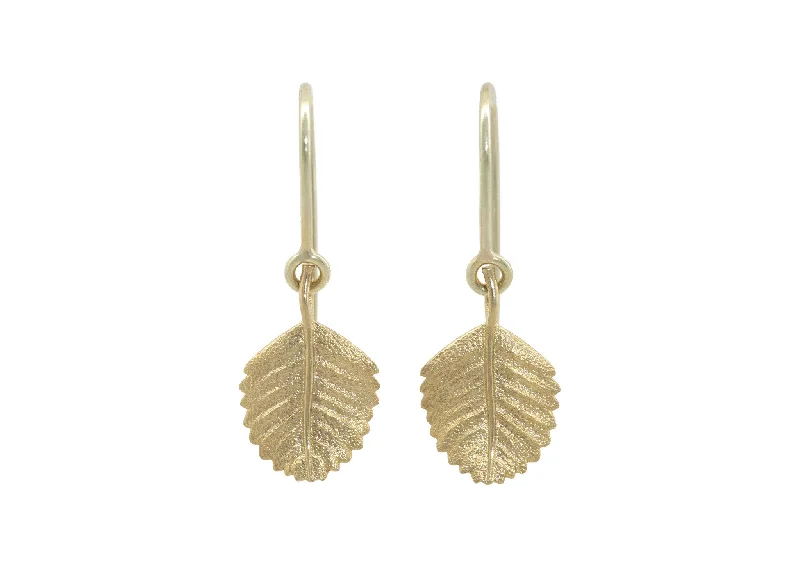 Dazzle In Elegance With Our Biggest Jewelry Sale Beech Leaf Earrings, Yellow Gold