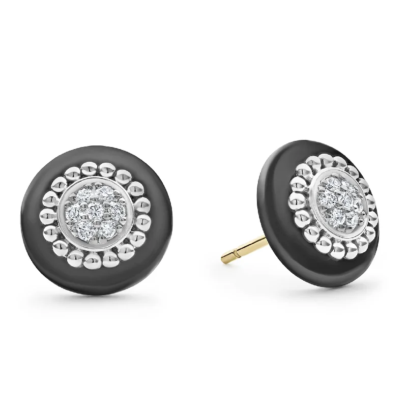 High-End Jewelry, Now More Affordable Than Ever Black Caviar Ceramic Diamond Stud Earrings