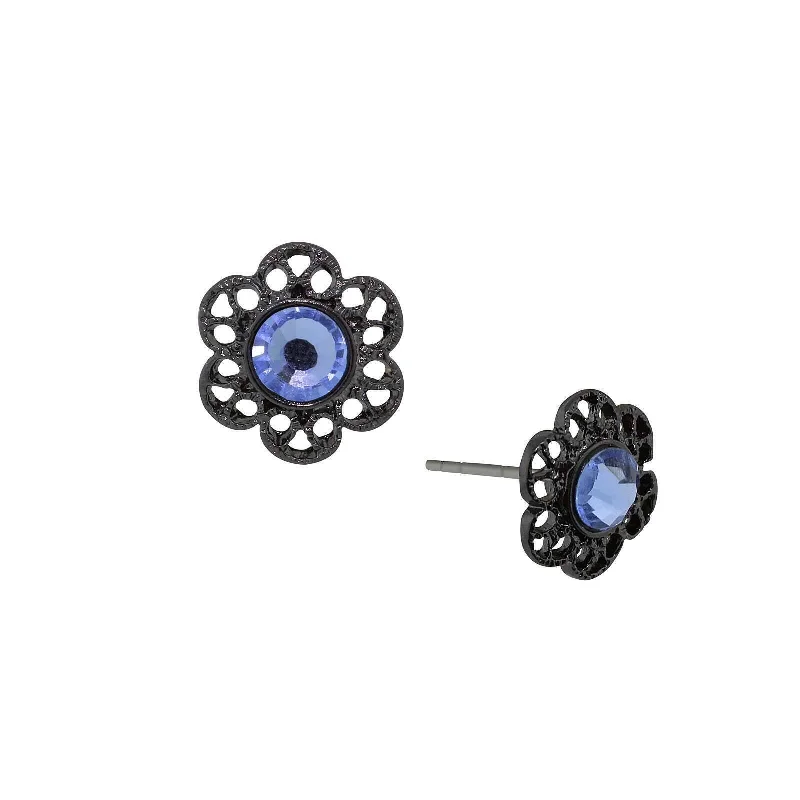 Dainty Floral Jewelry For Feminine Elegance 1928 Jewelry Light Sapphire Blue Flower Stud Earrings