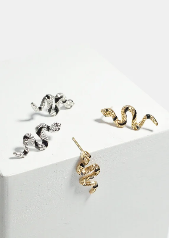 Exclusive Jewelry Sale Event – Shop Now Black Swirl Snake Stud Earrings
