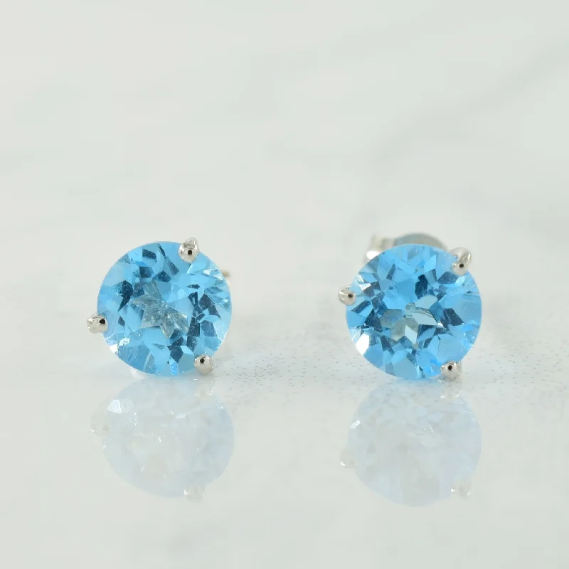 Elevate Your Outfit With Discounted Statement Jewelry Blue Topaz Stud Earrings | 1.10ctw |