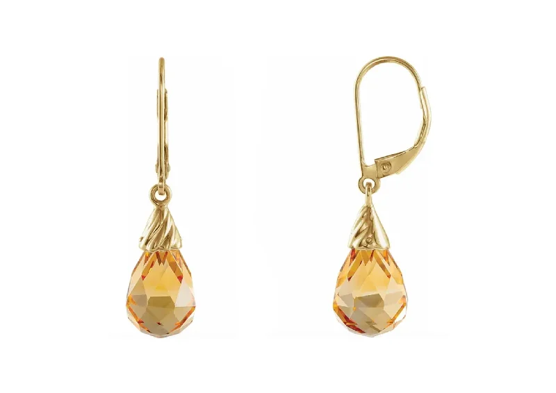 Sparkle On A Budget – Fine Jewelry For Less Briolette Citrine Earrings, 14ct Yellow Gold