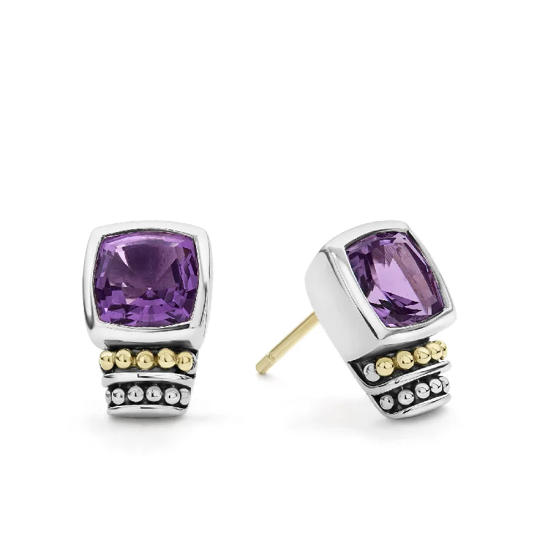 Don't Miss These Dazzling Jewelry Discounts Caviar Color Bezel-Set Amethyst Stud Earrings