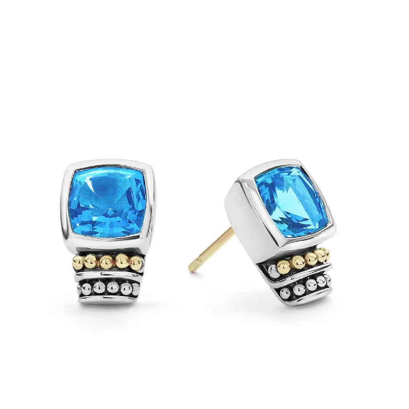 Best Jewelry Sale – Shop Exclusive Designs Now Caviar Color Bezel-Set Swiss Blue Topaz Stud Earrings