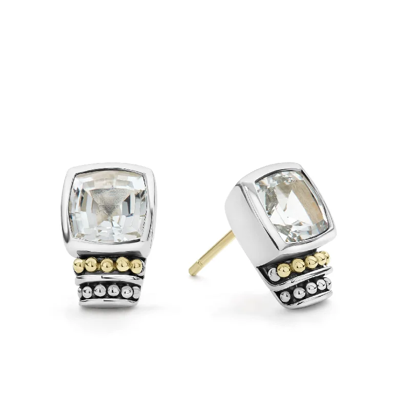 Breathtaking Jewelry, Breathtaking Prices Caviar Color Bezel-Set White Topaz Stud Earrings