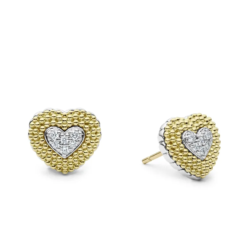 Affordable Luxury Jewelry For Every Occasion Caviar Lux Diamond Heart Stud Earrings