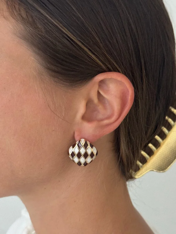 Exclusive Jewelry Sale – Shine For Less CHECKERED STUD EARRINGS