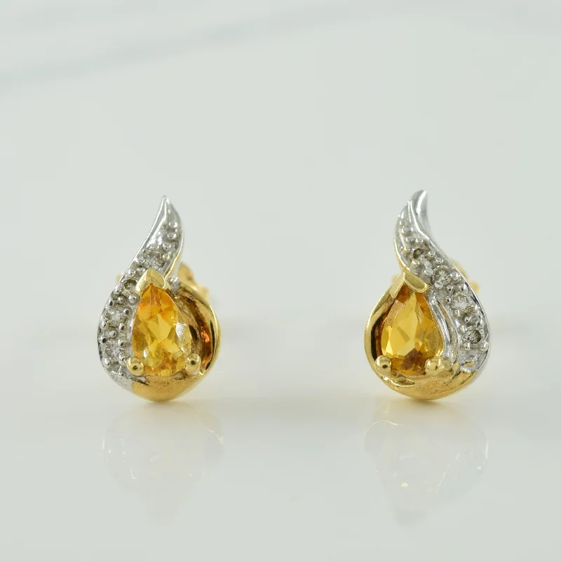 Shop High-Quality Jewelry At Jaw-Dropping Discounts Citrine & Diamond Stud Earrings | 0.30ctw, 0.04ctw |