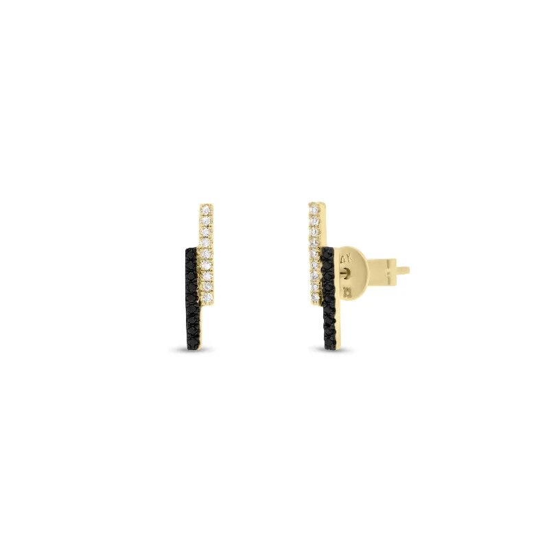 Shop Signature Jewelry Styles At Exclusive Prices Contrasting Diamond Double Bar Stud Earrings