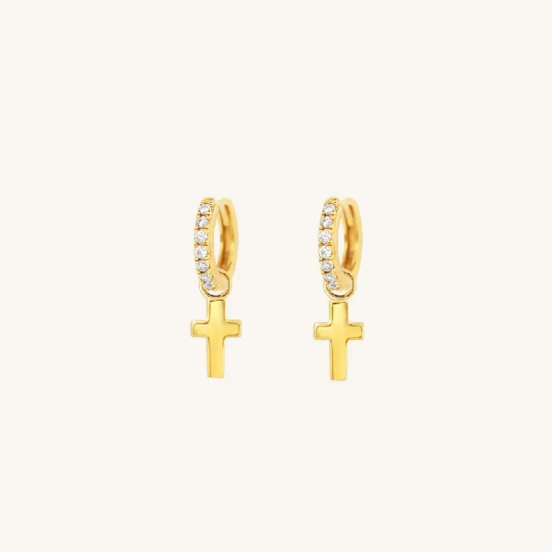 Classic And Modern Jewelry Styles On Sale Cross Crystal Hoops