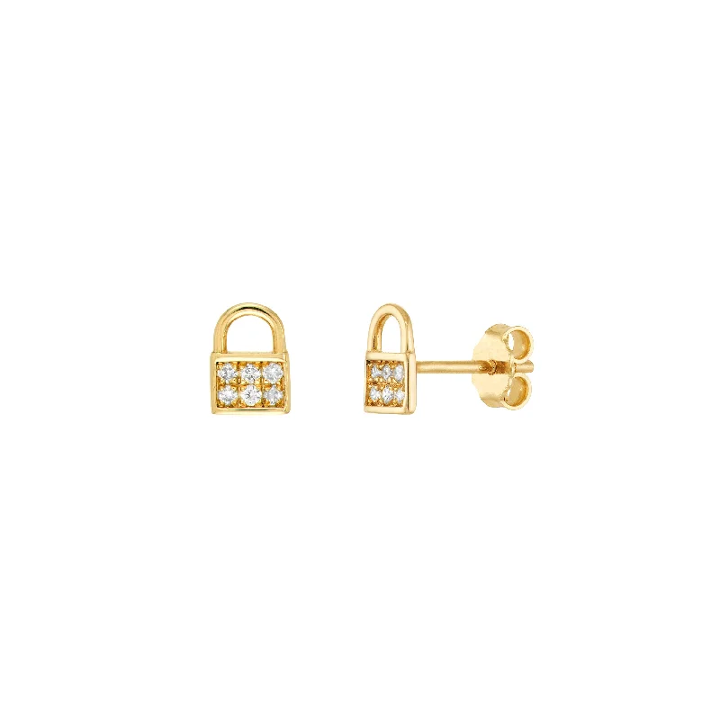 Seasonal Jewelry Deals – Elevate Your Style Diamond Baby Padlock Stud Earrings
