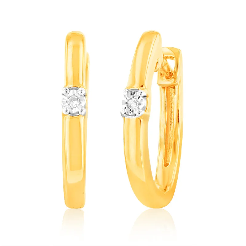 Modern Statement Jewelry For Bold Styling Diamond Hoop Earrings in Gold Plated Silver