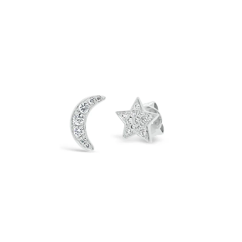 Don't Miss Our Biggest Jewelry Sale Of The Season Diamond Moon & Star Stud Earrings