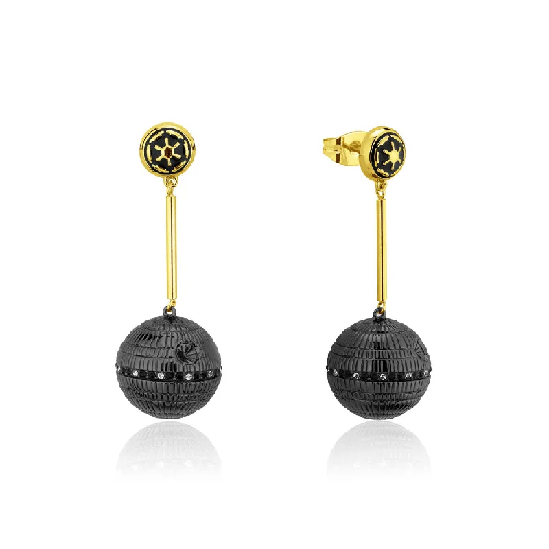 Upgrade Your Jewelry Collection For Less Disney Star Wars Gold Plated Death Star 60mm Drop Earrings