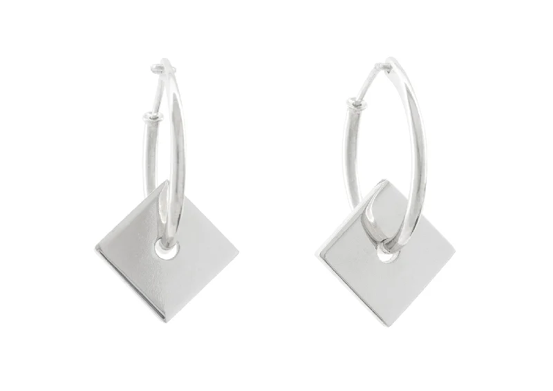 Customized Silver Jewelry For Unique Style E12 Square Hoop Earrings, Sterling Silver Customized Silver Jewelry For Unique Style E12 Square Hoop Earrings, Sterling Silver