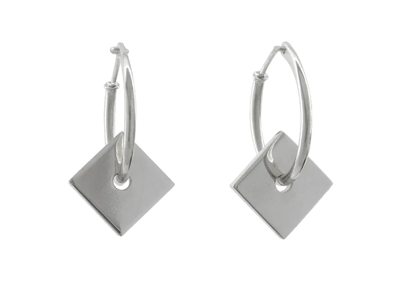 Elegant Jewelry At Unbeatable Offers – Shop Before It's Gone E12 Square Hoop Earrings, White Gold & Platinum