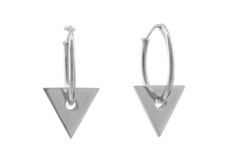Limited-Time Offer On Elegant Jewelry Pieces E13 Triangle Hoop Earrings, White Gold & Platinum