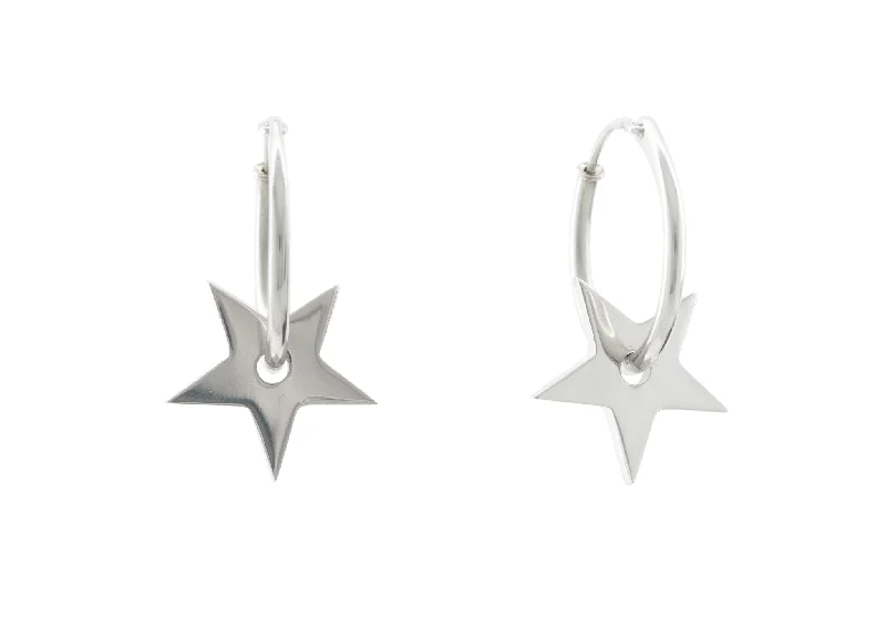 Shop Elegant Jewelry At Unbeatable Prices E27 Star Hoop Earring, Sterling Silver