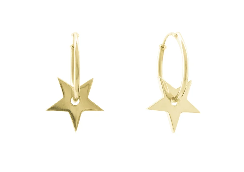 Special Offers On Handcrafted And Designer Jewelry E27 Star Hoop Earring, Yellow Gold