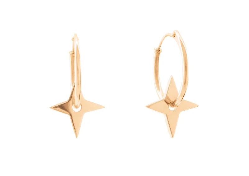 Exclusive Jewelry Sale – Shine For Less E28 Four-Point Star Hoop Earring, Red Gold