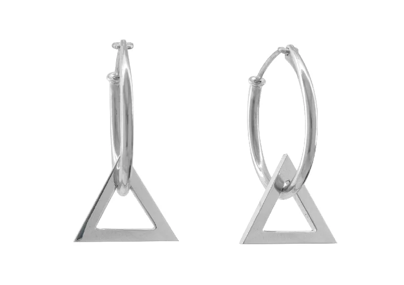 Best-Selling Jewelry Now Available At Special Deals E3 Open Triangle Hoop Earrings, White Gold & Platinum