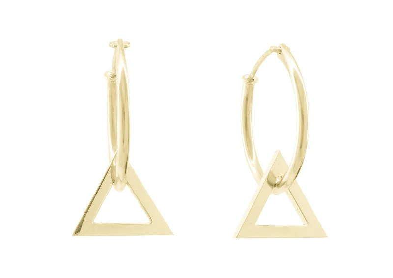 Grab Your Dream Jewelry At The Lowest Prices E3 Open Triangle Hoop Earrings, Yellow Gold
