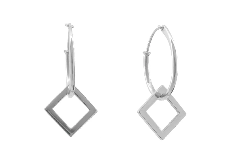 Luxury Jewelry Sale – Elegant Styles At Unbeatable Prices E4 Open Square Hoop Earrings, White Gold & Platinum