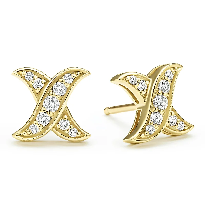 Last Chance To Shop High-End Jewelry At Markdown Prices Embrace 18K Gold X Diamond Stud Earrings