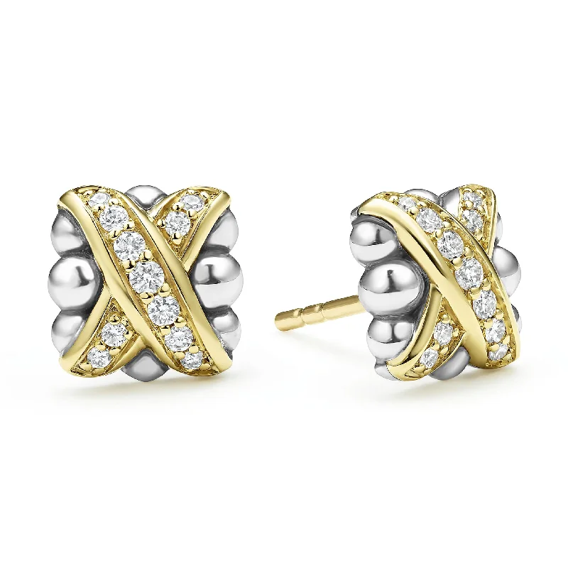 Stunning Statement Jewelry, Unbeatable Discounts Embrace Two-Tone X Diamond Stud Earrings