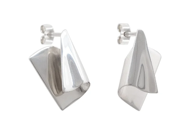 Affordable Gold-Plated Jewelry For Modern Fashion Folded Cuff Earrings, Sterling Silver