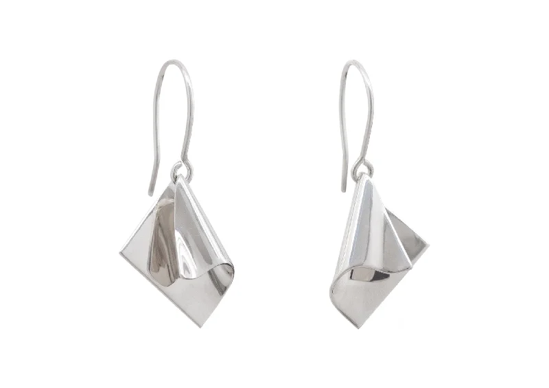 Luxury Handcrafted Jewelry For Elegant Looks Folded Drop Earrings, Sterling Silver