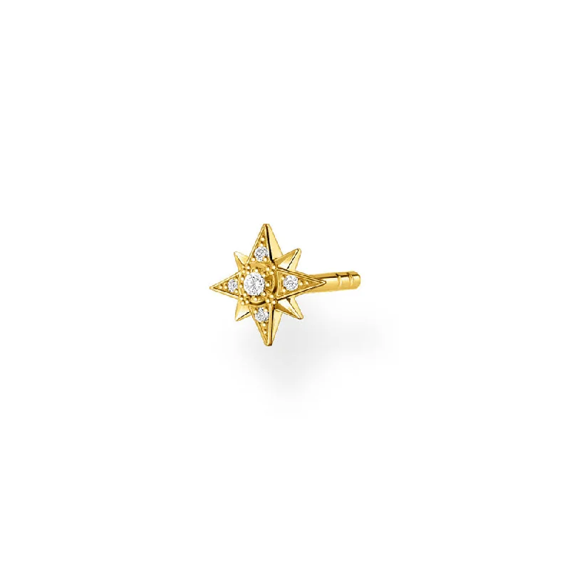Big Discounts On Elegant Jewelry Collections Gold Plated Sterling Silver Thomas Sabo Charm Star Zirconia Stud *1 Earring Only*