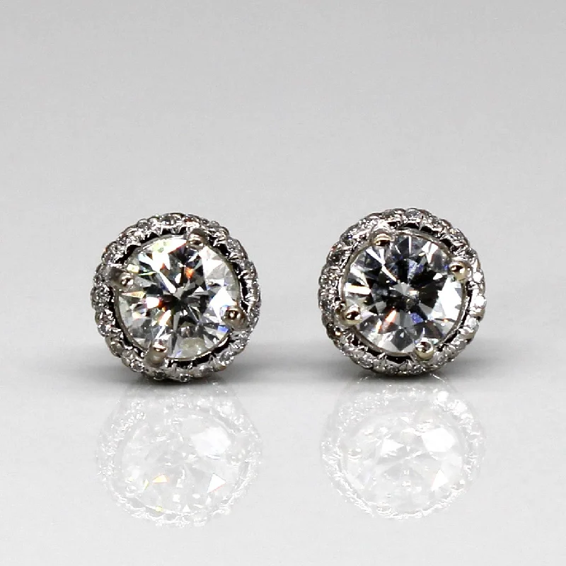 Dainty And Elegant Jewelry Now At Reduced Prices Halo Diamond Stud Earrings | 2.02ctw SI2/I1 G/H |