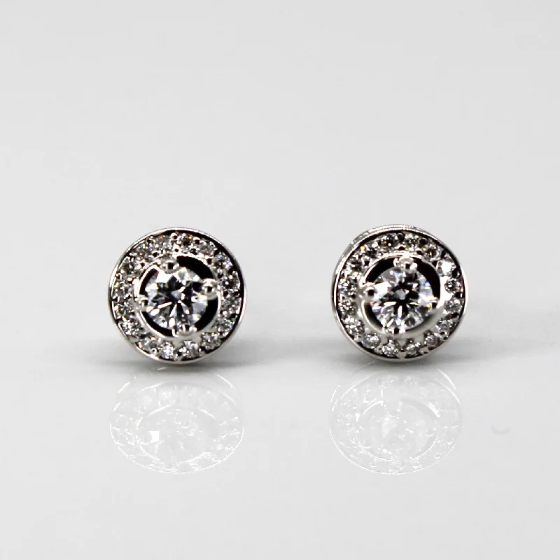 Jewelry Deals That Outshine The Rest 18k Halo Style Diamond Stud Earrings | 0.54ctw VS1/2 G/H |