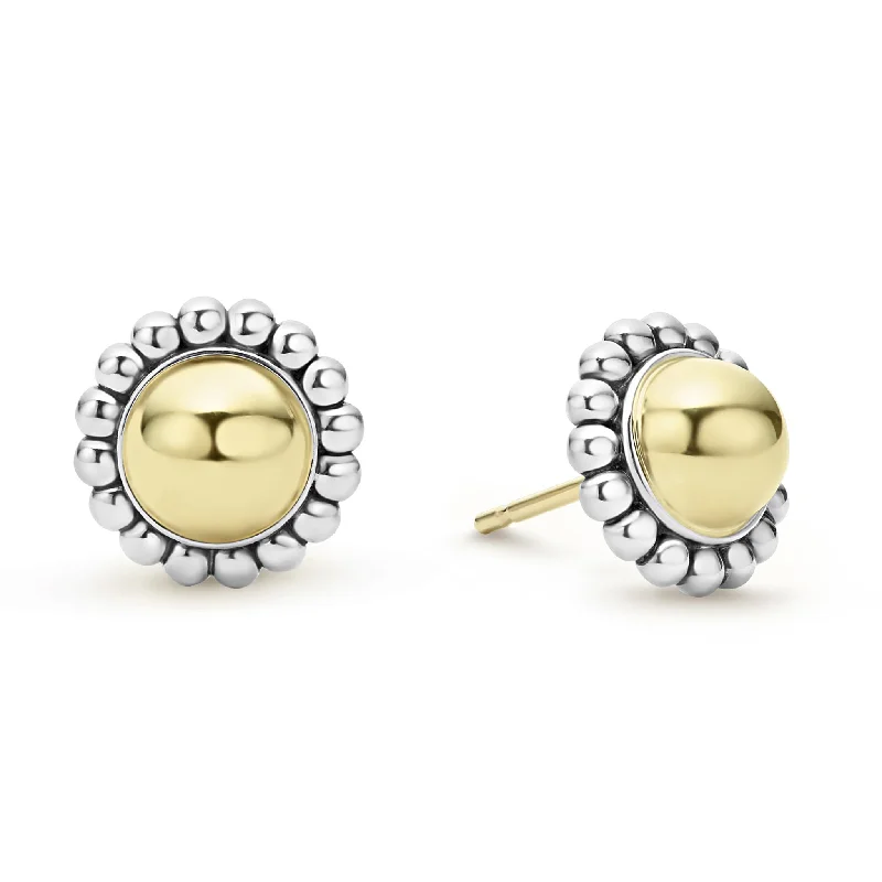 Affordable Gold-Plated Jewelry For Modern Fashion High Bar Two-Tone Caviar Stud Earrings