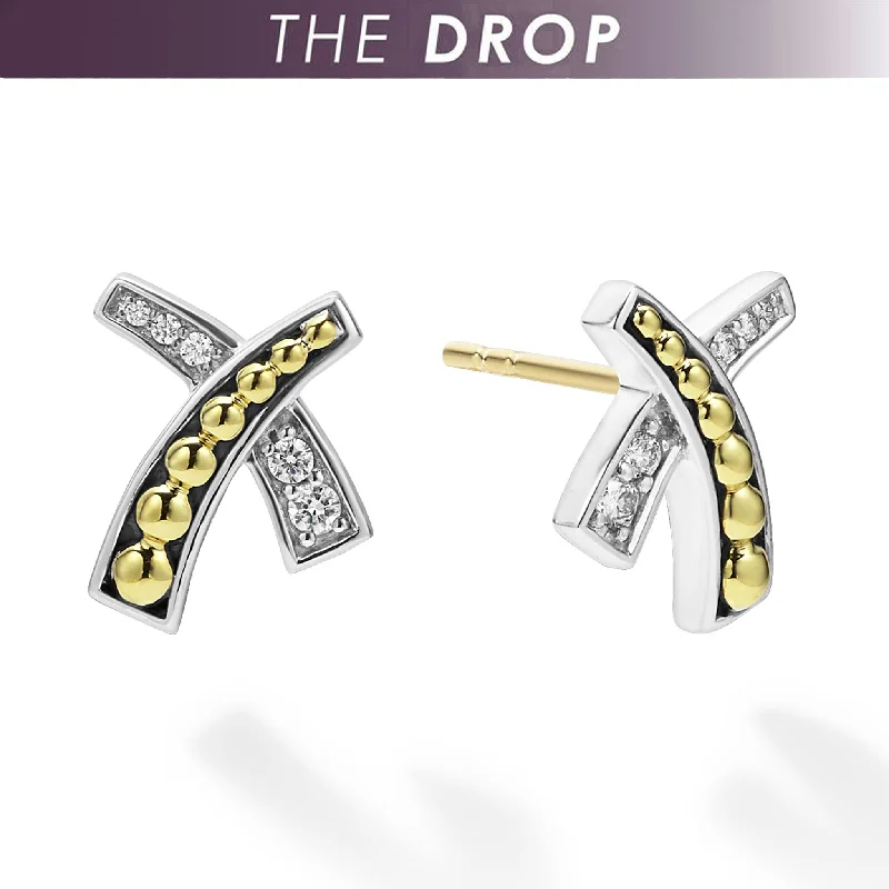 Elegant Necklaces And Bracelets At Limited-Time Offers KSL The Drop Two-Tone X Diamond Stud Earrings