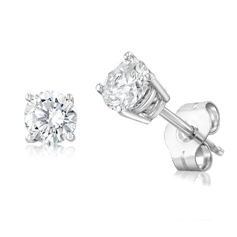 Get Your Favorite Jewelry At The Best Price Luminesce Lab Grown 1/2 Carat Diamond Solitaire Earrings in 14ct White Gold